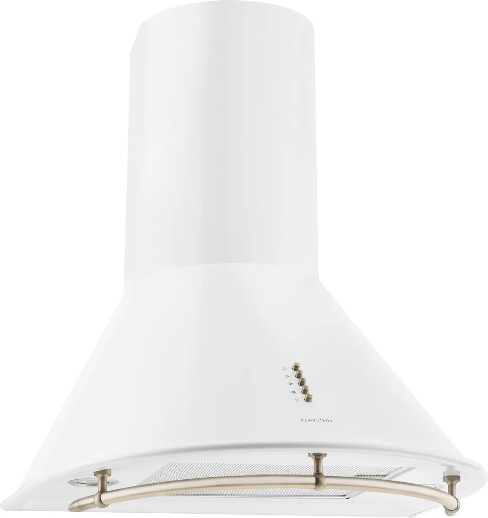 Klarstein Lumio Neo - Retro extractor hood, wall-mounted, 60 cm wide, ducted/recirculating, 3 power levels, max. extraction rate: 610 m³/h, stainless steel, white