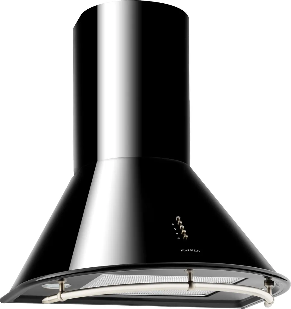 Klarstein Lumio Neo - Retro extractor hood, wall-mounted extractor hood, , width: 60 cm, ducted/recirculating, extraction rate: 610 m³/h, stainless steel housing, black