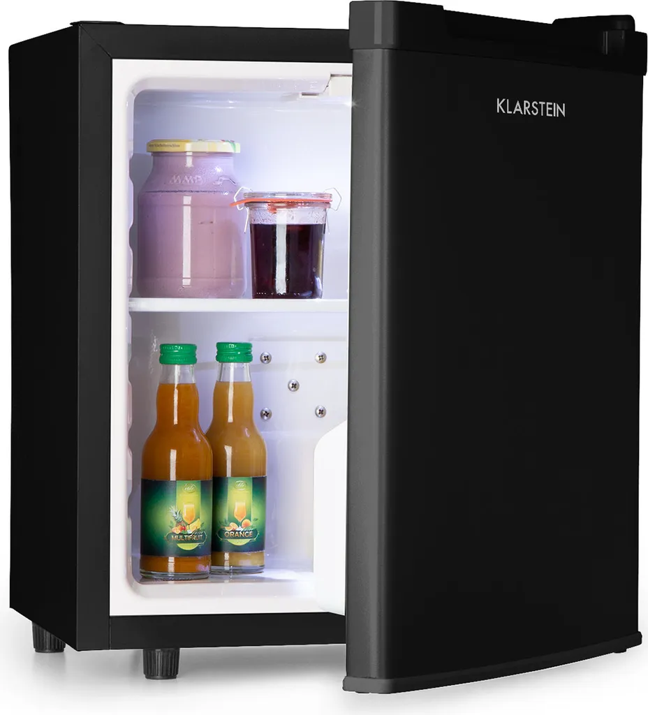 Klarstein Mini Fridge for Rooms, 30L Mini Fridge for Drinks, Snacks & Cosmetics, Small Minibar, Small & Quiet Fridge, Small Skincare Fridge for Room & Office 5-15°C