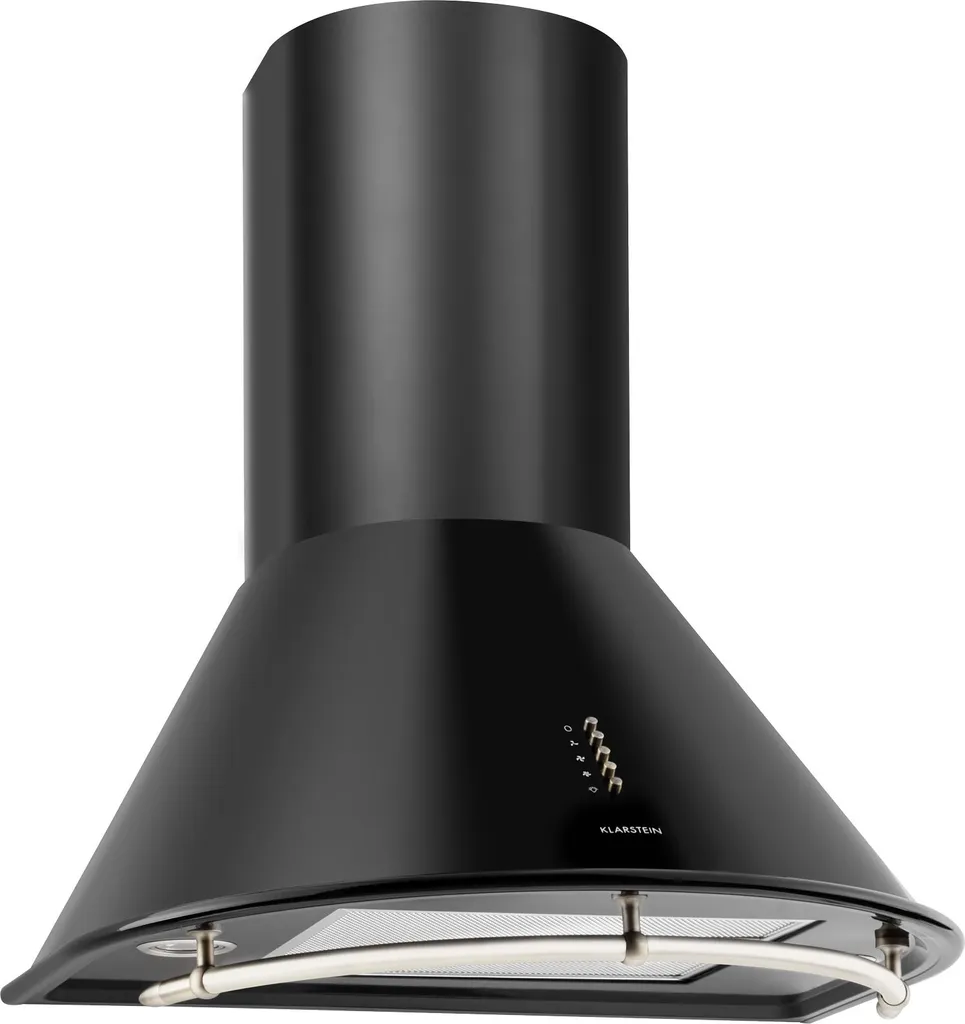 Klarstein Noir - Retro extractor hood, extractor hood, stainless steel, 60 cm, 430 m³/h extraction rate, three power levels, ducted operation, recirculation mode possible, matte black