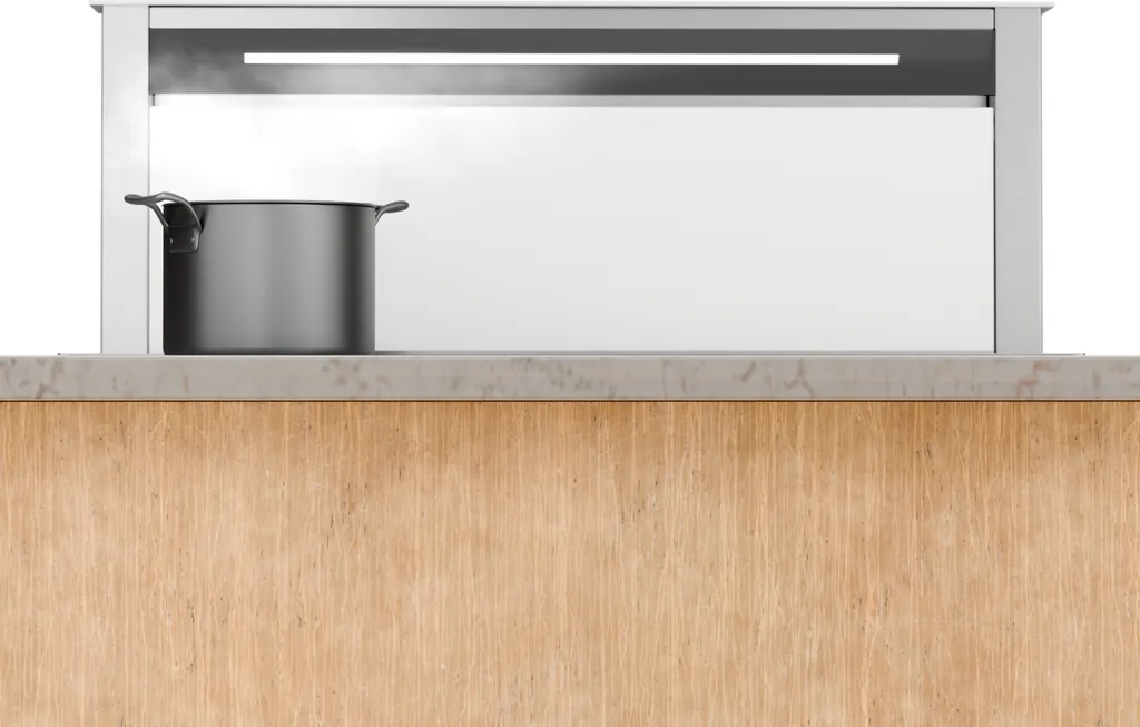 Klarstein Royal Flush Eco Downdraft Extractor Hood - Energy efficient, 720 m³/h extraction rate, touch control panel, LED lighting, stainless steel & glass, 52 dB noise level