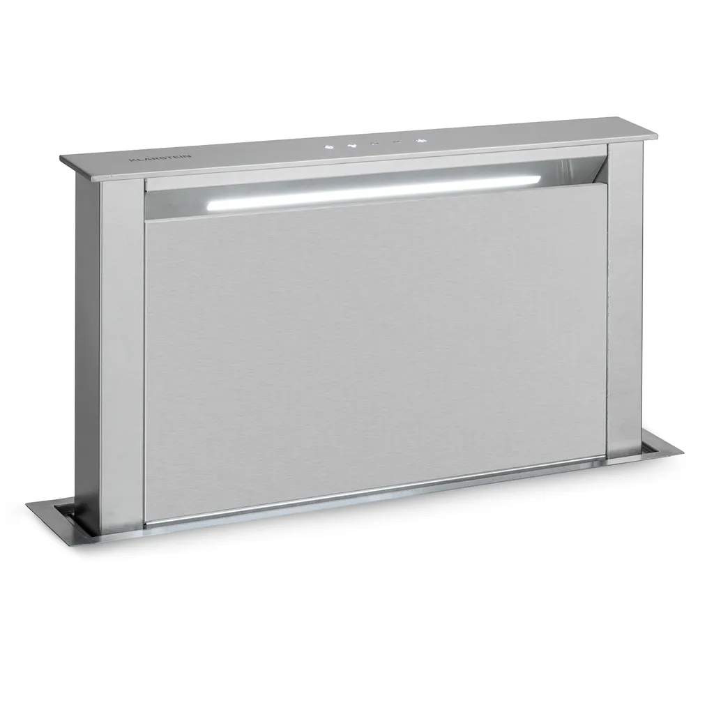 Klarstein Royal Flush Eco 60 cm Retractable Cooker Hood, 576 m³/h Extraction Rate, Touch-To-Slide Controls, LED Lighting, A+ Energy Efficiency, Stainless Steel & Glass, Recirculation & Extraction