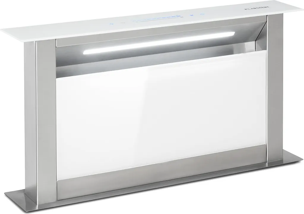 Klarstein Royal Flush Eco 60cm Cooker Hood - Retractable extractor hood, 576 m³/h, Touch-to-Slide, LED lighting, Stainless steel & glass, Recirculating & ducted extraction