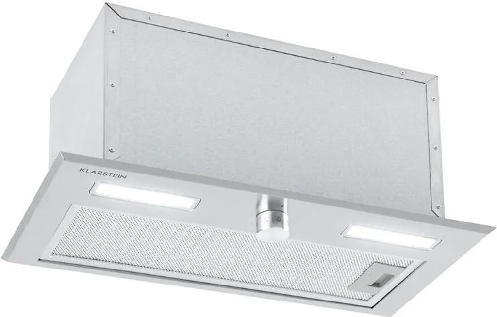 Klarstein Simplica 52 extractor hood, built-in, 52 cm wide, extraction rate: 400 m³/h, recirculation mode possible, rotary knob, 3 speeds, LED lighting: 2 x 1.5 W, extractor hood, stainless steel