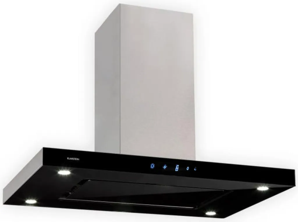 Klarstein Valeria Island Extractor Hood - Cooker Hood, Island Hood, 230W, max. 650 m³/h, 3 Power Levels, LED Lighting, Touch Panel, Glass, Stainless Steel, Energy Efficient, PureAmbience Concept, Silver