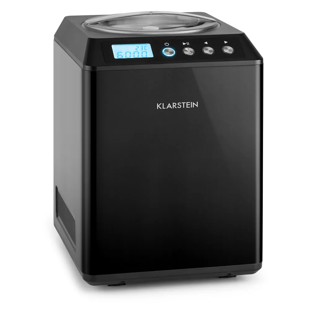 Klarstein Vanilla Sky Family - Ice Cream Maker, Ice Cream Machine, Keep-Cool Function, LED Display, Timer, Stainless Steel, Easy Cleaning, 250 Watts, 2.5 Liter Capacity, Black