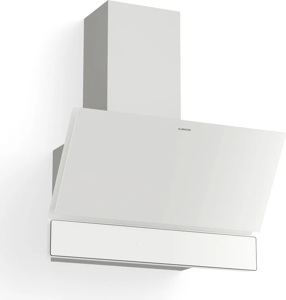 Klarstein Velaire 60cm Cooker Hood - Head-Free Hood, 820 m³/h Boost, A++, Touch Control, LED, Quiet, Aluminum & Activated Carbon Filter, Kitchen Extractor Hood, White