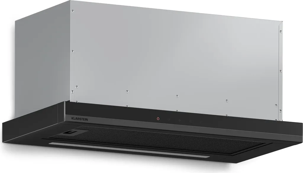 Klarstein Velaire 60cm Built-in Cooker Hood, Extendable, 896 m³/h Boost, Touch Control, ++, LED, Quiet, Aluminum & Activated Carbon Filter, Kitchen Under-Cabinet Hood, Black
