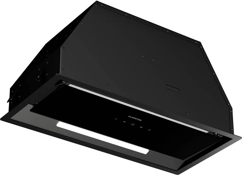 Klarstein Ventimate under-cabinet extractor hood, 60cm under-cabinet hood with touch control panel, 390 m³/h airflow, quiet DC motor, LED lighting, carbon filter for recirculation, black