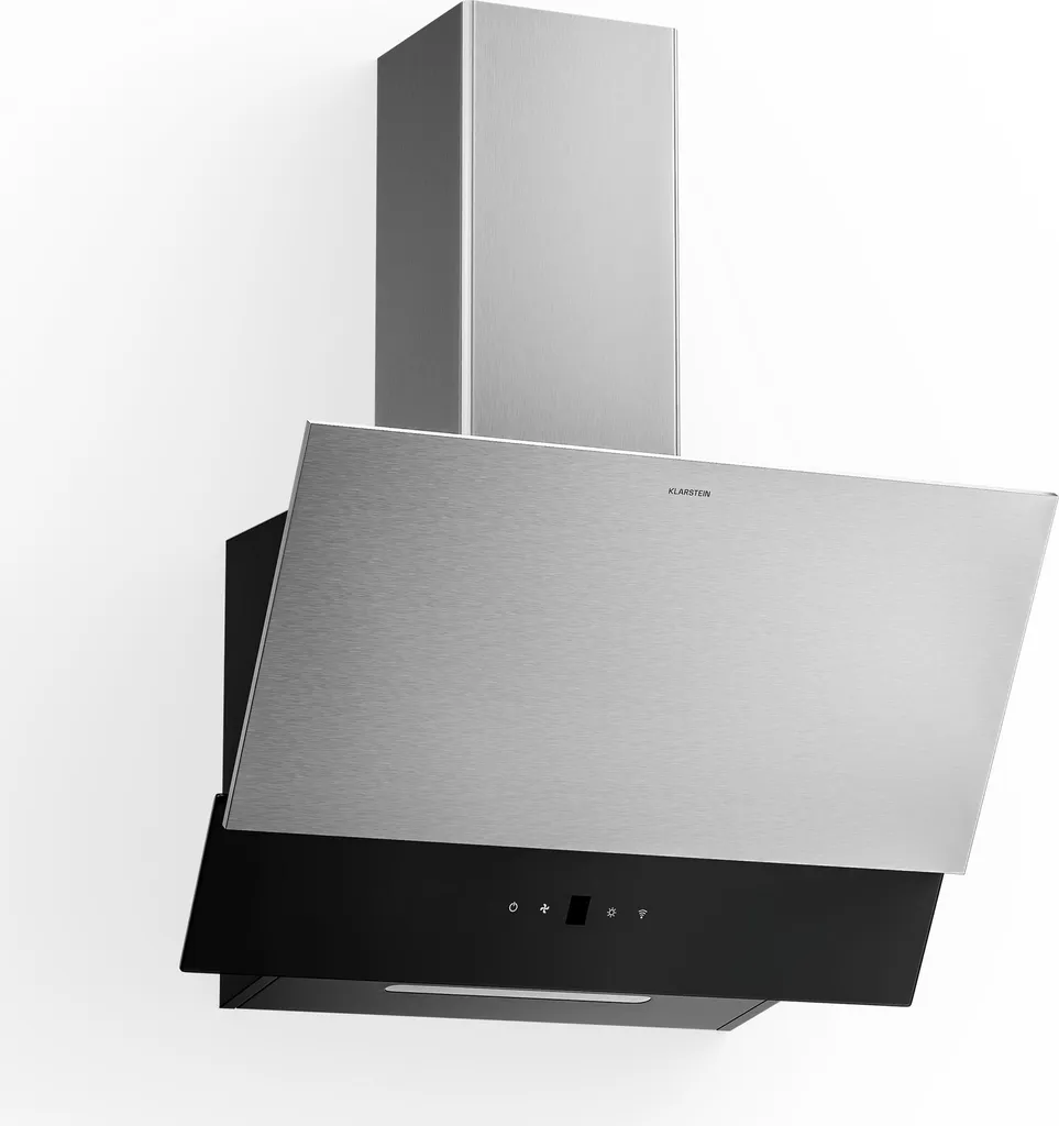 Klarstein Verosteel 60 cm Cooker Hood - Head-Free Hood, 624 m³/h, A++ Energy, Touch Control, LED, Quiet, Stainless Steel & Glass, Kitchen Extractor Hood, Dishwasher-Safe Filter