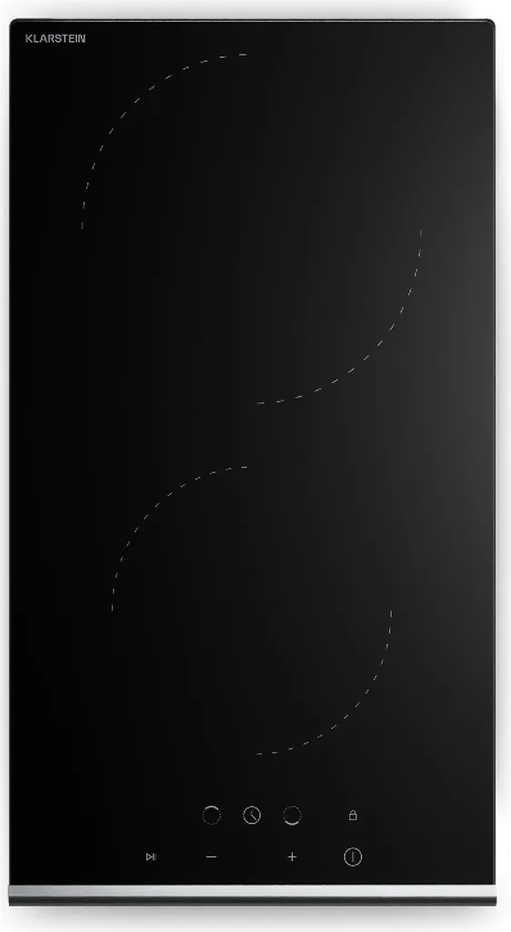 Klarstein Verosteel glass ceramic cooktop - 30 cm, 2-zone electric cooktop with touch controls, 3000 W, timer & child lock, 2-burner glass ceramic cooktop, residual heat indicator