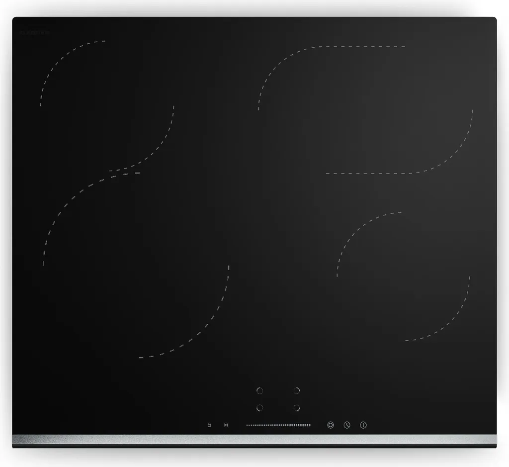 Klarstein Verosteel glass ceramic cooktop - 60 cm, 4 zones, touch slider, 6600 W, oval & dual cooking zones, timer, child lock, residual heat indicator, built-in electric cooktop
