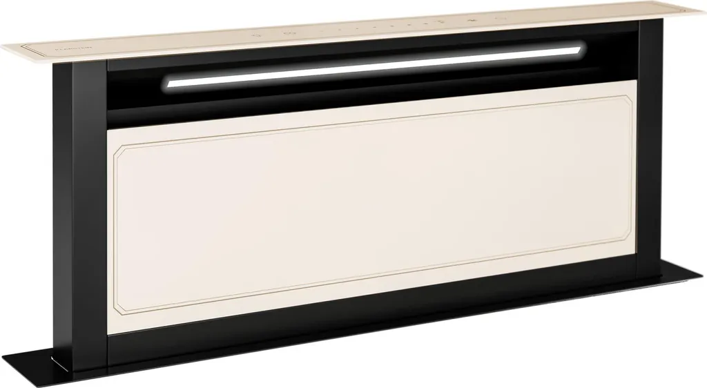 Klarstein Victoria Downdraft Extractor Hood - 720 m³/h airflow, whisper-quiet 52 dB, touchscreen control, dishwasher-safe filters, LED lighting, cream