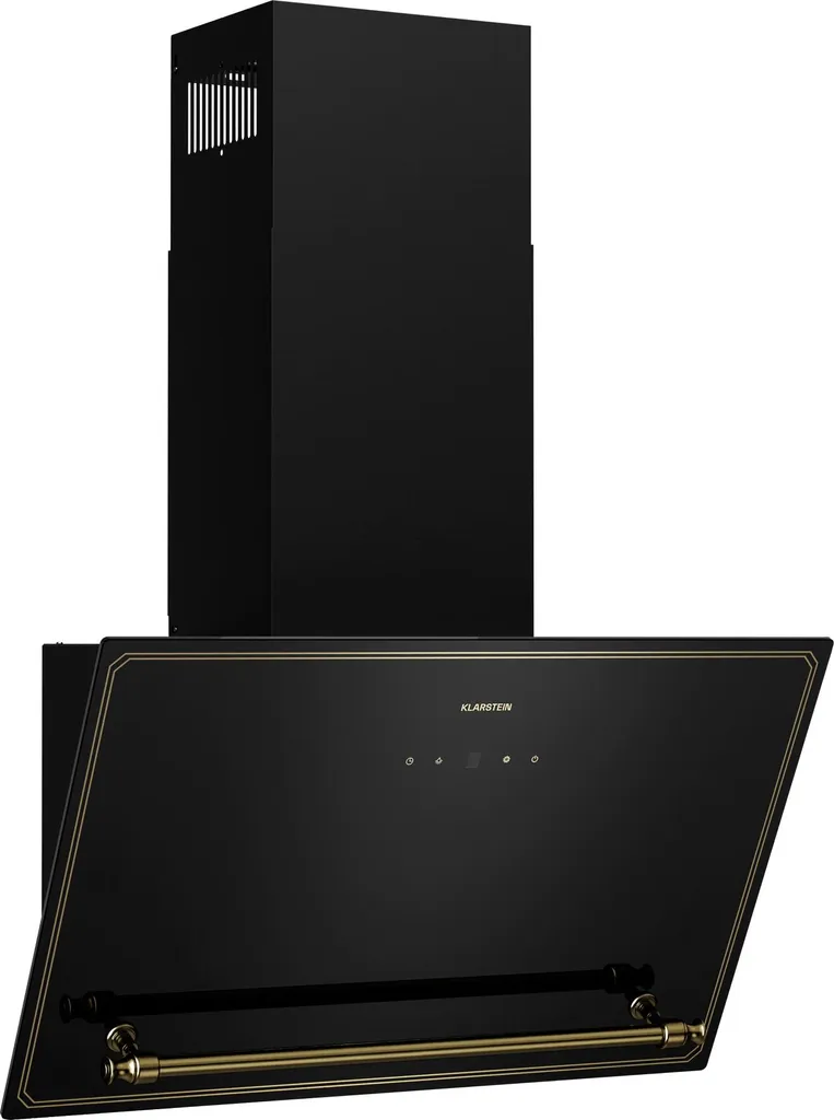 Klarstein Victoria extractor hood - 60 cm extractor hood, 400 m³/h airflow, A++, touch control panel, LED lighting, black/gold, ducted & recirculating, quiet 52 dB