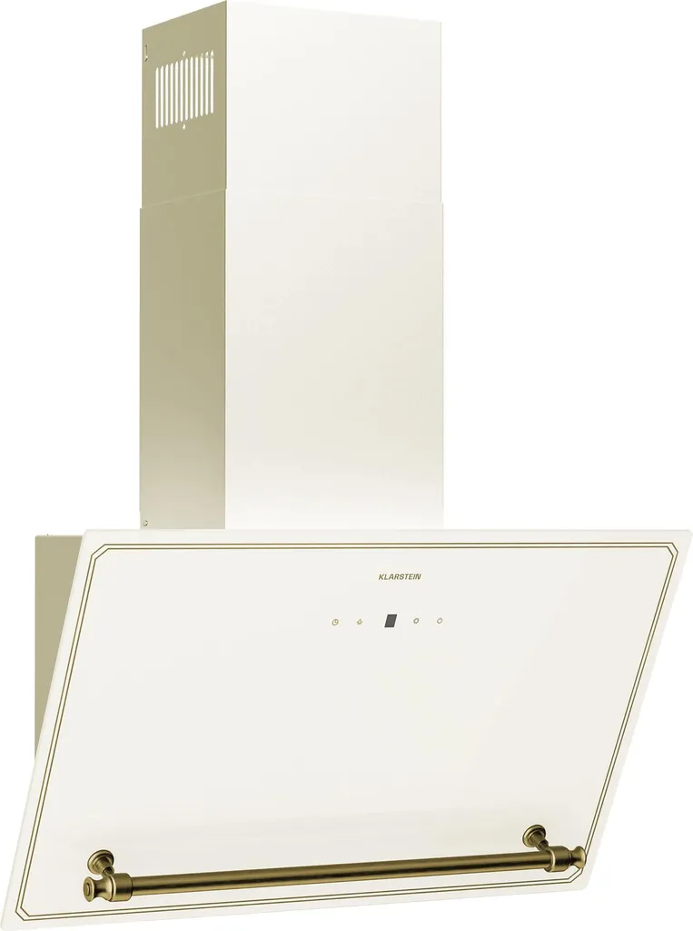 Klarstein Victoria extractor hood - 60 cm kitchen extractor hood, 400 m³/h airflow, A++, touch control panel, LED extractor hood, quiet 52 dB, cream & gold