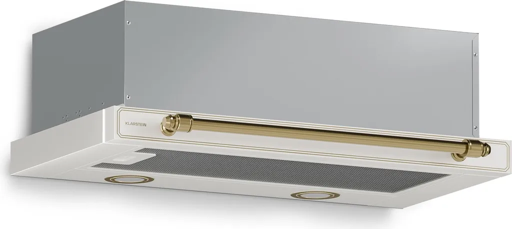 Klarstein Victoria extractor hood, 60cm under-cabinet retro design, 358 m³/h, A++, LED, extendable, 2 power levels, aluminum & activated carbon filter, quiet, under-cabinet extractor hood, cream