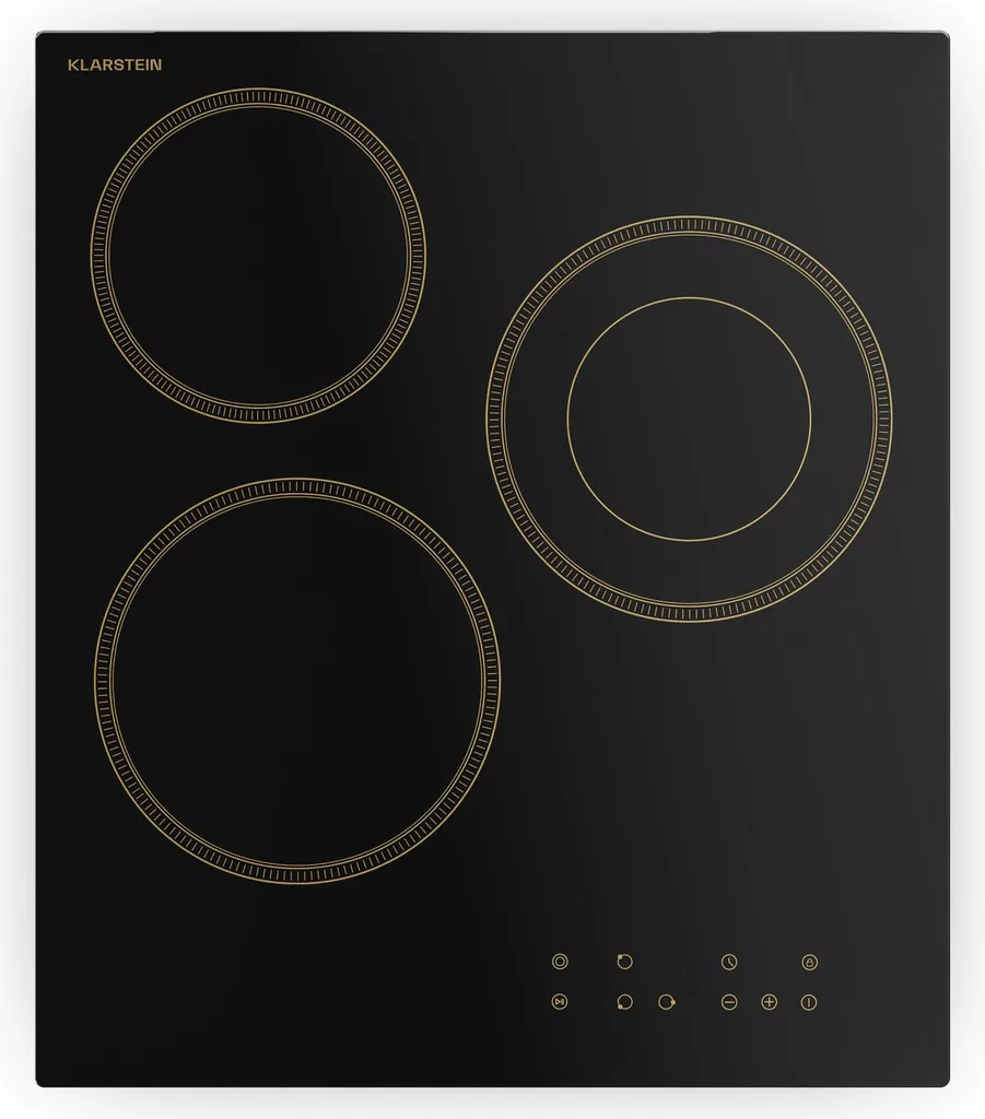 Klarstein Victoria glass ceramic hob - 45 cm, 3-zone retro hob with touch slider, 5000 W, dual zone, timer & child lock, electric hob in Victoria design