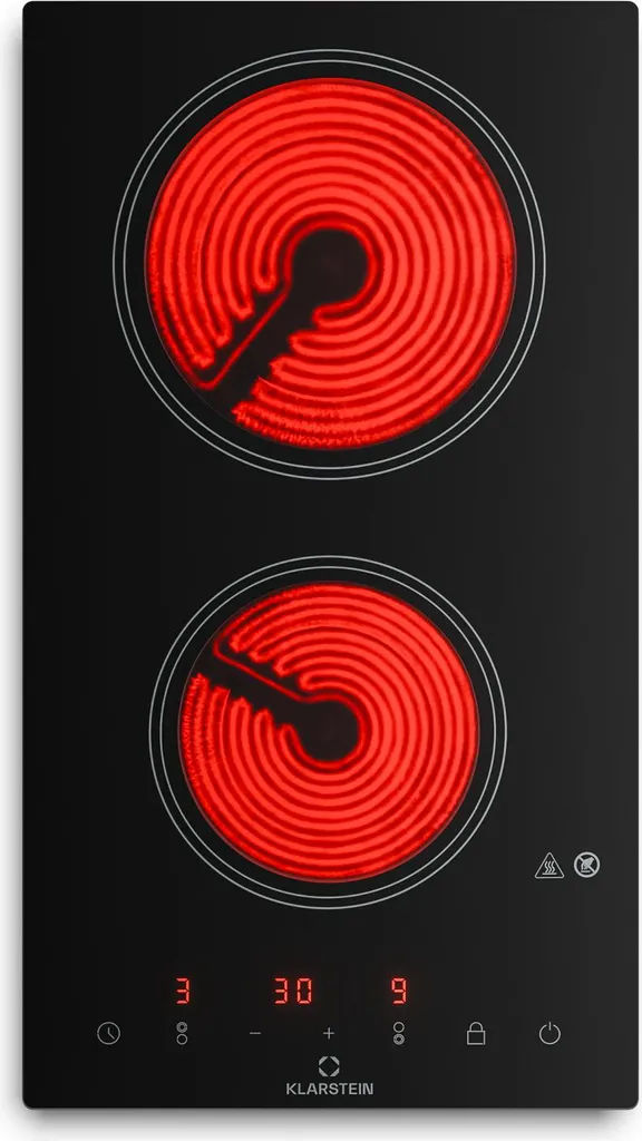 Klarstein Vitroceramic Cooktop, 2-burner Electric Hot Plates, Modern Hot Plate, VTC Cooktop for Camping, Vitroceramic Cooktop with 2 Burners, Portable 2-burner Vitroceramic Hot Plate, VTC Cooktops 3000 W