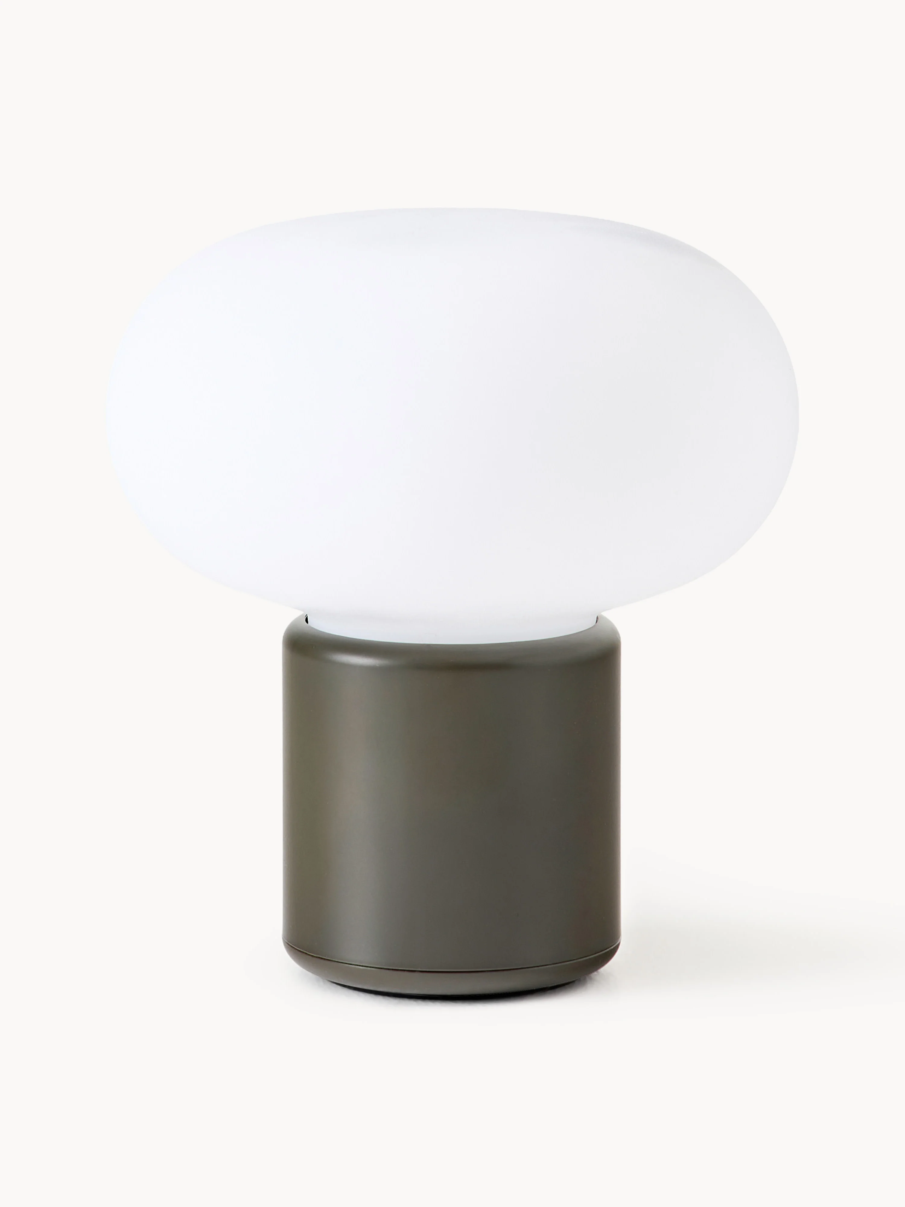 new-works Small portable table lamp Karl-Johan, dimmable, White, olive green