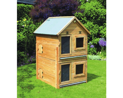 Small animal villa promadino Maxi with extension stable 82 x 99 x 140 cm, dip-impregnated