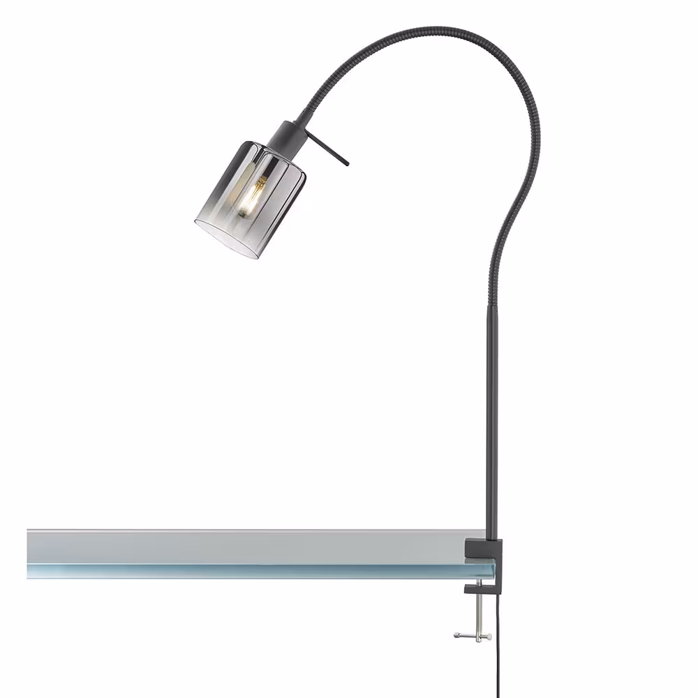 Clamp light Flexo smoked glass black