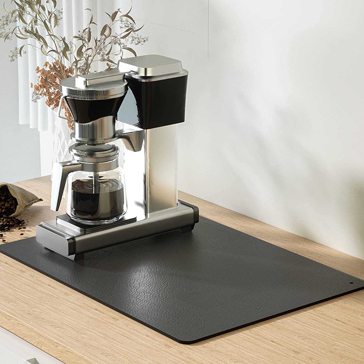 Nogsay Sliding Board Underlay for Coffee Machine, Dish Drying Mat, Non-Slip Silicone Mat, Fireproof Tamper Mat, Drying Mat for Coffee Machine, Microwave, Oven Toaster (M: 40 x 60 x 0.4 cm)