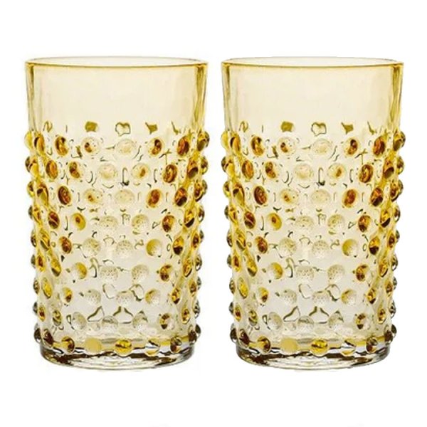 Klimchi Studio Water Glasses Set Hobnail Tumblers Amber