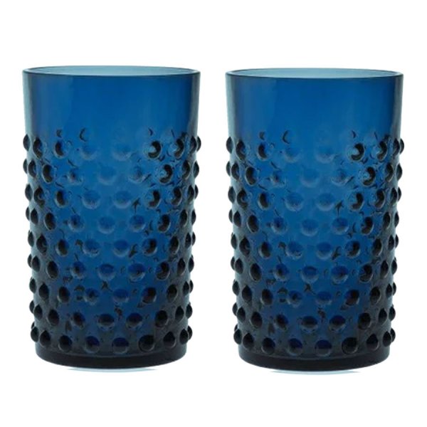Klimchi Studio Water Glasses Set Hobnail Tumblers Royal