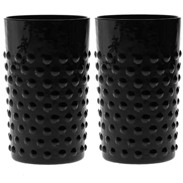 Klimchi Studio Water Glasses Set Hobnail Tumblers Black