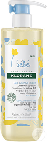 Klorane Bébé Gentle Washing Gel Body and Hair Pump Bottle 500ml