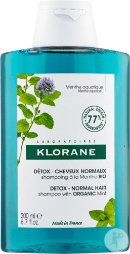 Klorane Organic Water Mint Detox Shampoo Normal Hair Bottle 200ml