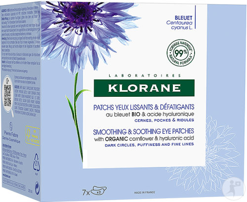 Klorane Express Eye Patches With Soothing Cornflower Organic 7x2 Patches