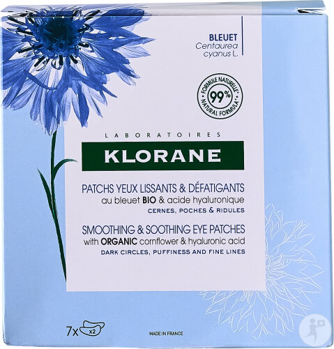 Klorane Smoothing Eye Patches Hydro-Gel With Organic Cornflower And Hyaluronic Acid 2 Pieces