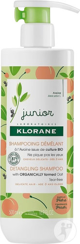 Klorane Junior Detangling Shampoo Peach Scent From 3 Years Pump Bottle 500ml