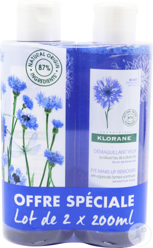 Klorane Make-up Remover Lotion With Soothing Cornflower 2x200ml