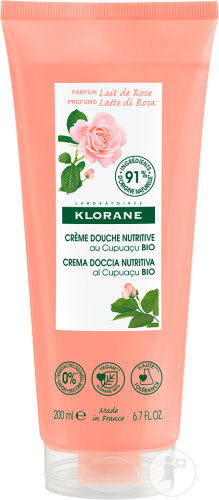 Klorane Nourishing Shower Cream With Cupuaçu Flower Rose Milk Scent Organic Tube 200ml