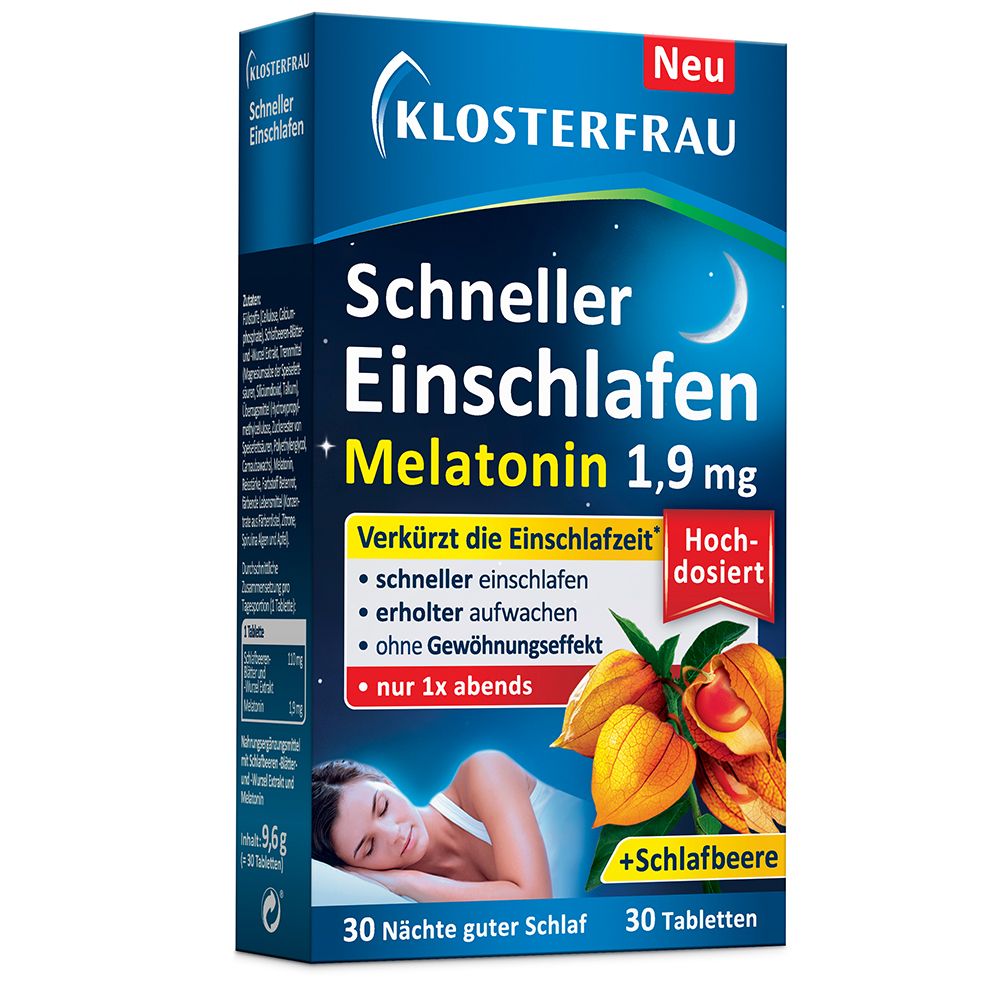 Klosterfrau Monastery woman fall asleep faster melatonin 1.9 mg