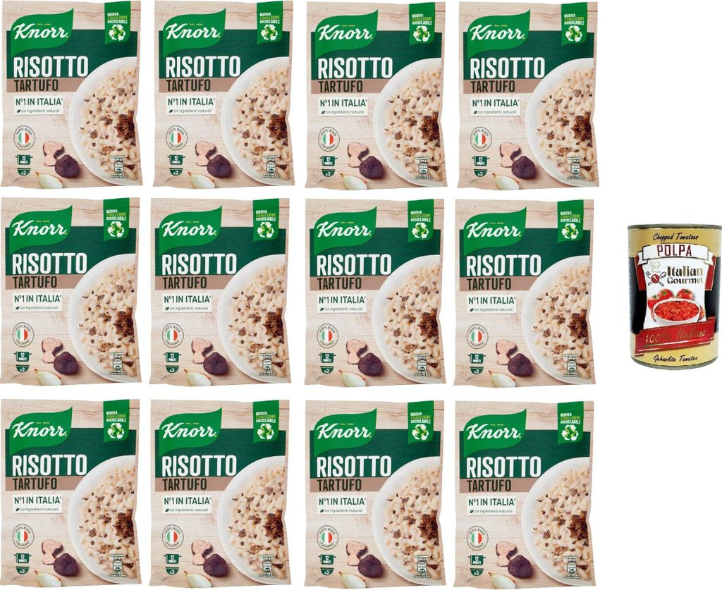 Italian Gourmet E.R. Knorr Risotto with Truffle, ready-made risotto with natural ingredients, 100% Italian rice and Chicci al Dente, prepared in a pot or in the microwave, 12 x 175 g + Italian Gourmet polpa 400 g