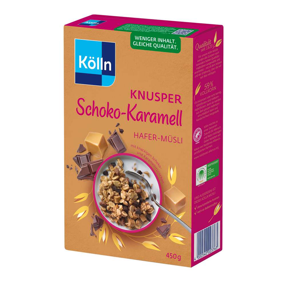 Crunchy muesli, chocolate caramel