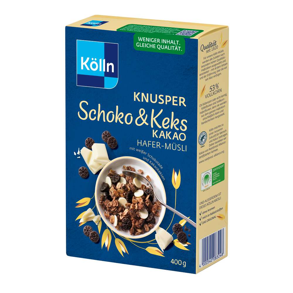 Crunchy muesli, chocolate & cocoa biscuit