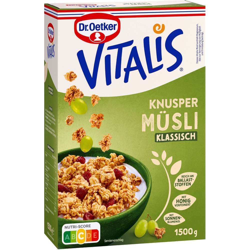Dr. Oetker Crunchy muesli Vitalis, classic, with honey 1500g