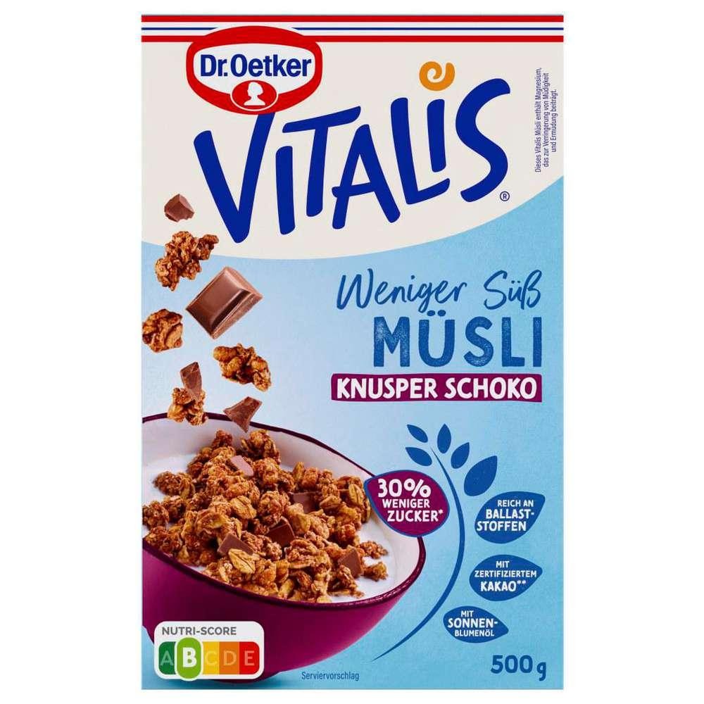 Dr. Oetker Crunchy Muesli Vitalis, chocolate, less sweet, without raisins
