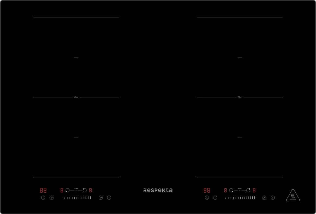 Independent induction hob with 2 flex zones, 77 cm glass ceramic hob with slider, Respekta