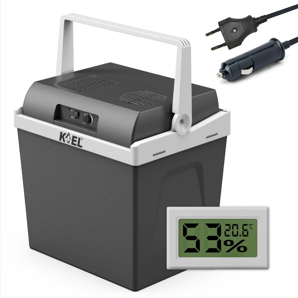 KOEL Box 25 - Cooler Box - Thermoelectric Car Cooler Box - 25L - Dual Power Supply 12V and 230V