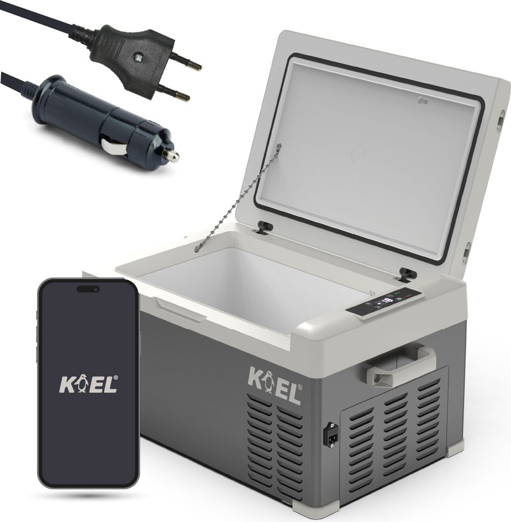 KOEL Crate 25 - Compressor Cooler Box - Car Cooler Box - 25L - Dual Power Supply 12V and 230V