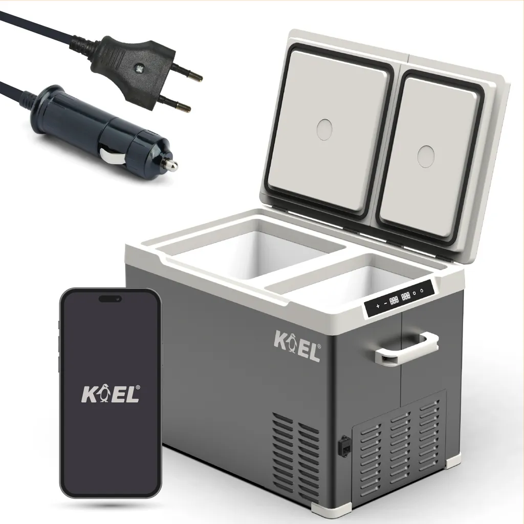 KOEL Crate 38 - Dual Compressor Cooler - Car Cooler - 38L - Dual Power Supply 12V and 230V - Cooling and Freezing