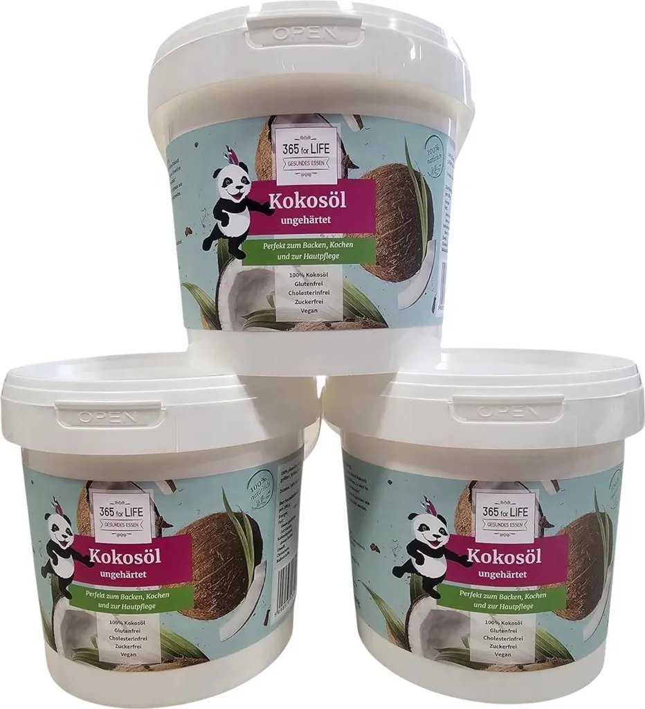 Ko-KO Impex Kft, 4600 Kisvarda Szabadsag u. 20 Ungarn Coconut oil 3x1000 ml in a bucket – odorless, vegan, ideal for cooking & skincare