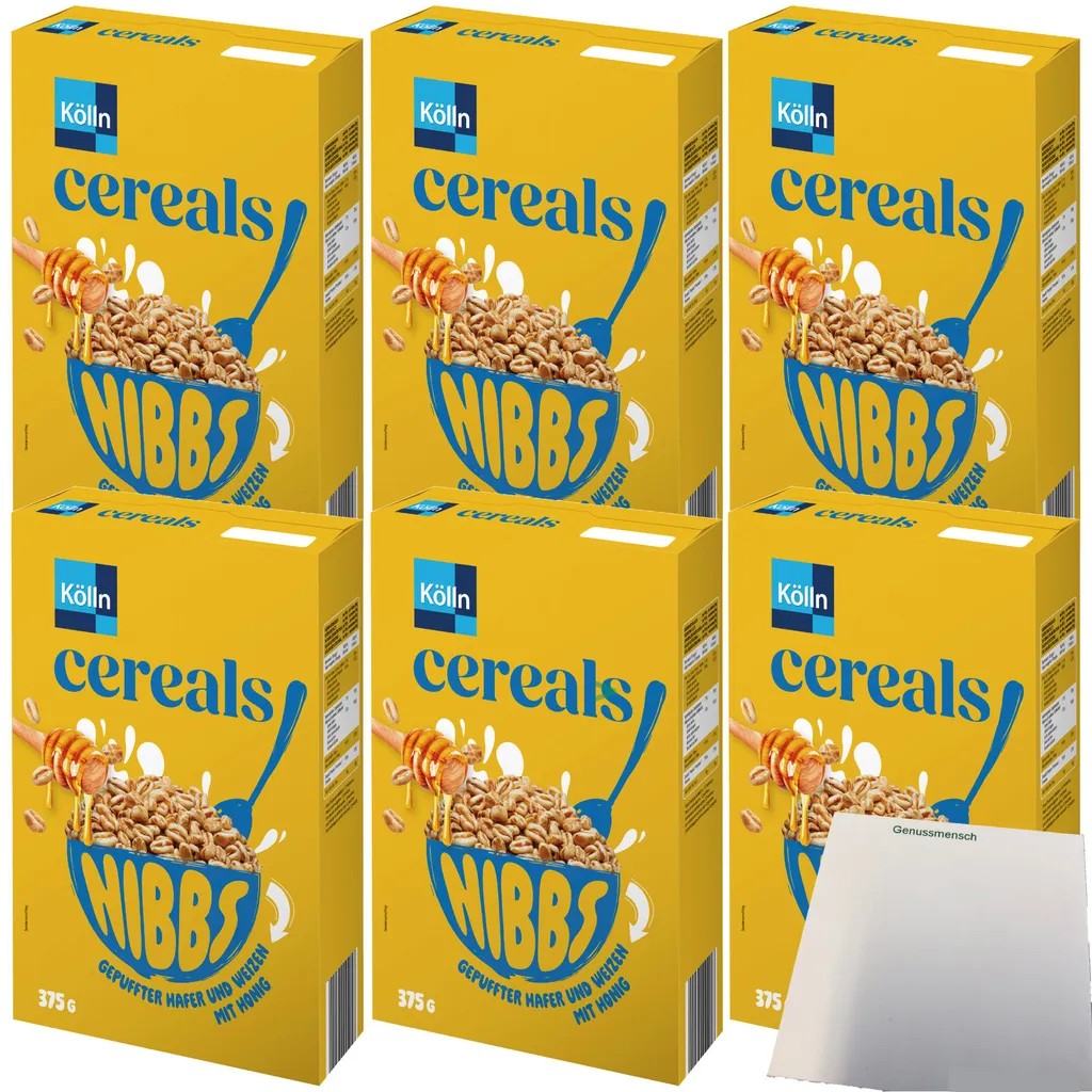Kölln Cereals Nibbs Honey 6-pack (6x375g pack) + usy Block