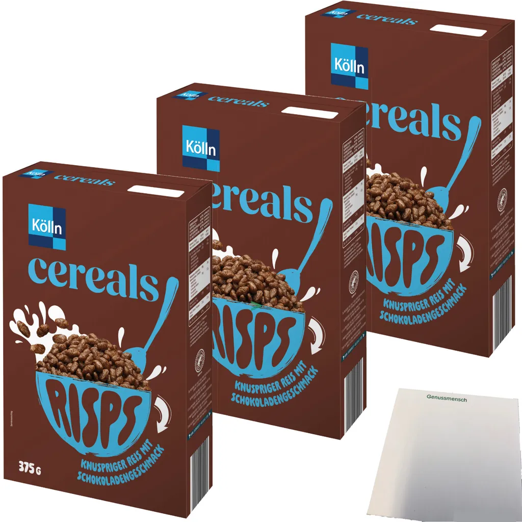 Kölln Cereals Risps Chocolate 3-pack (3x375g pack) + usy Block