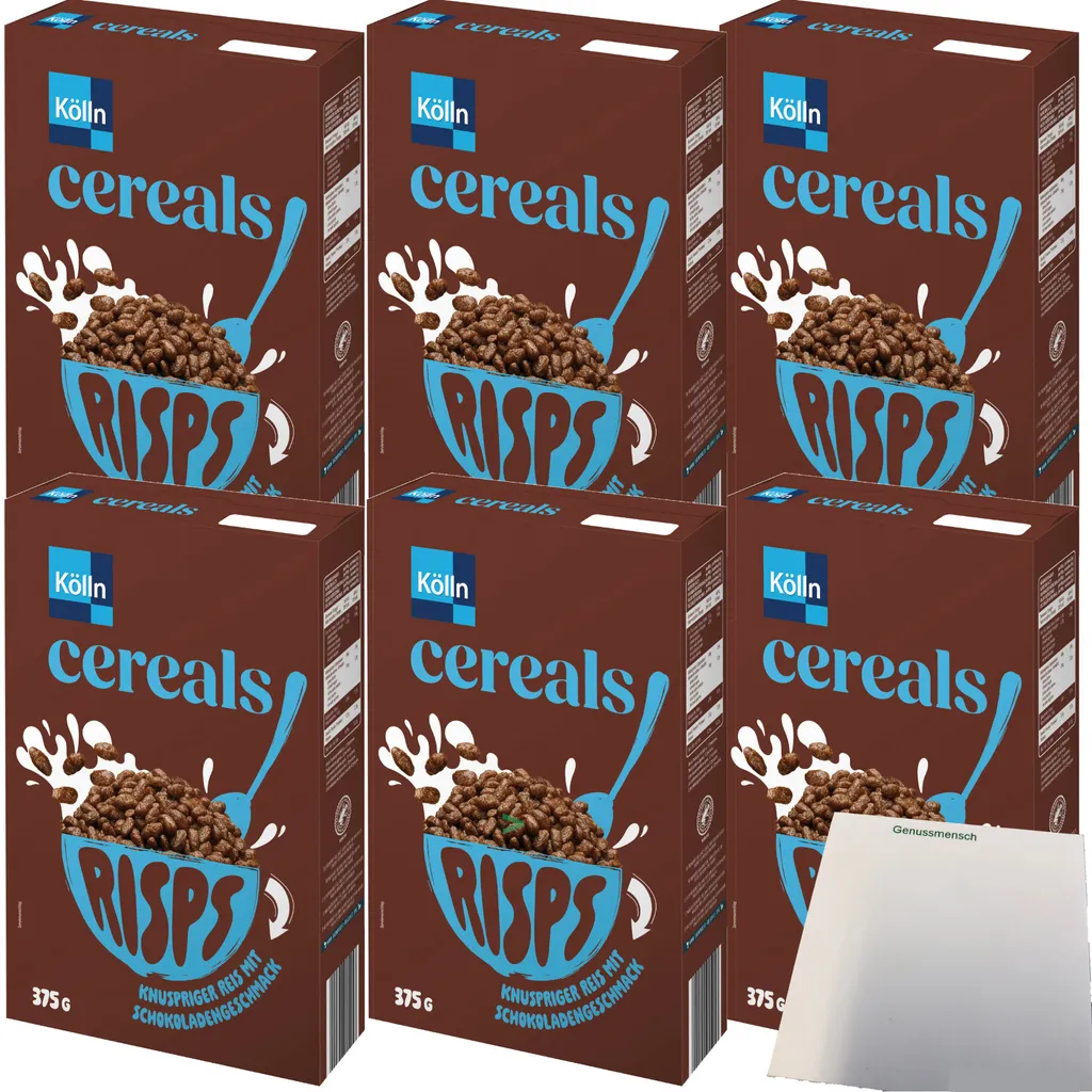 Kölln Cereals Risps Chocolate 6-pack (6x375g pack) + usy Block